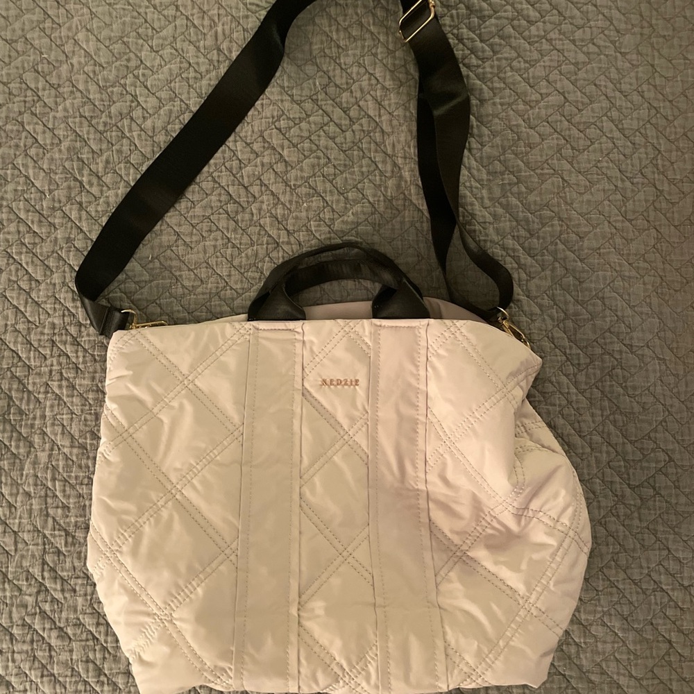 NWT Kedzie Elegant Black and Tan Quilted Tote Bag